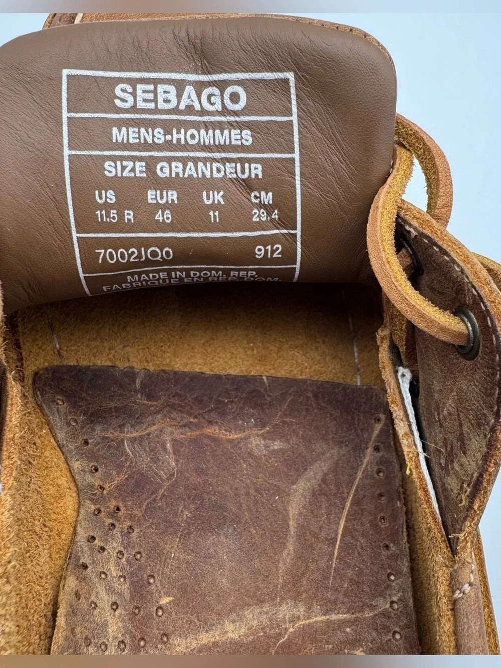 Sebago Docksides Schooner Crazy Horse Brown Leather Boat Shoes Men Size 11.5 R